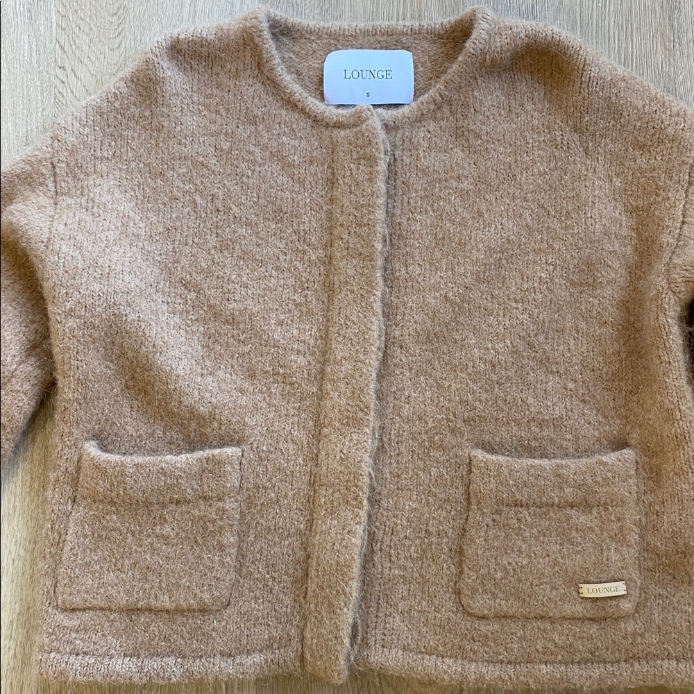 Lounge Apparel Alpaca Blend Cropped Jacket Beige Cardigan Coat - Picture 3 of 10